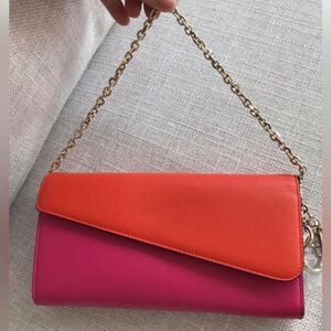 - Authentic Cristian Dior Leather Pink/Coral Wallet on a Chain